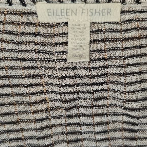 Eileen Fisher Gray Organic Linen Knit Cardigan Lightweight Open Front Sz M - Picture 8 of 15